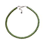 Electric Eel lime green & black heishi necklace on white background