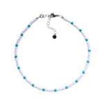 Paradise Seafoam is a white seed bead choker necklace with seafoam accent beads