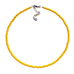 Yellow Sail choker necklace is a single strand, minimalist seed bead necklace designed with yellow seed beads. Displayed on white background.