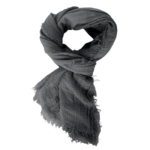 The Boho Shawl Charcoal displayed in knot pattern on white background.