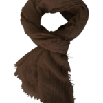 The Boho Shawl Espresso displayed in knot pattern on white background.