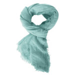 The Boho Shawl Seafoam displayed in knot pattern on white background.