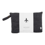 Travel Set Dark Gray shown in its original wrapper of white label with zestt organics logo and airplane cutout on front. Displayed on white background.